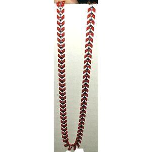 Red & Silver Chevron Enamel Chain Necklace With Lobster Clasp Fairy Like